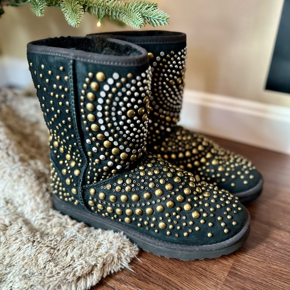UGG X Jimmy Choo Vintage Studded Mandah Limited Edition Boots !RARE! Size 8 - Picture 2 of 16